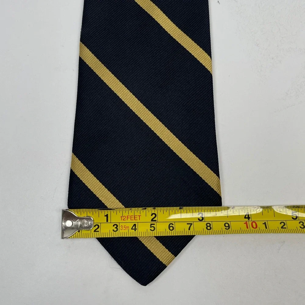Vintage Jos A Bank Striped‎ Silk Tie Necktie Navy Blue Gold Repp Stripe USA Made